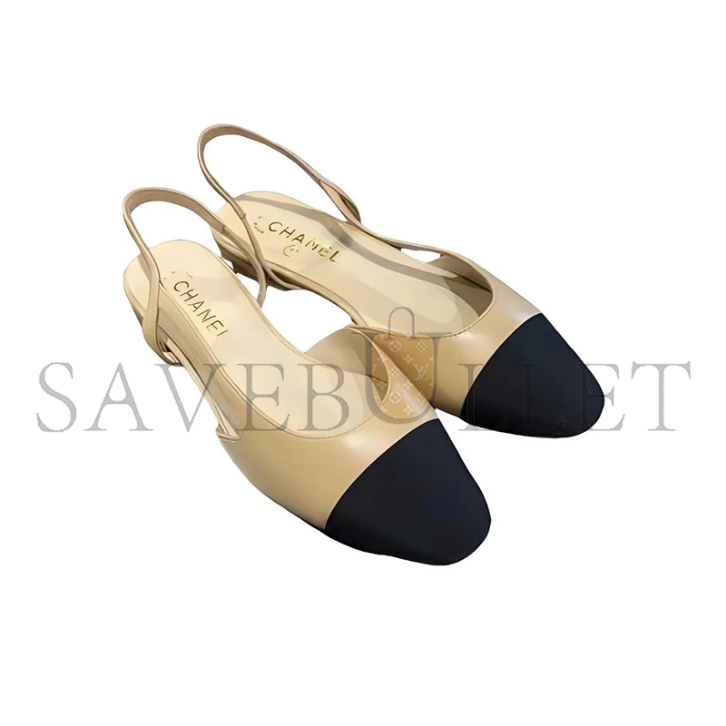 CHANEL SLINGBACKS GOATSKIN & GROSGRAIN BEIGE & BLACK G31319 Y50006 C8378 CHANEL SLINGBACKS GOATSKIN & GROSGRAIN BEIGE & BLACK G31319 Y50006 C8378